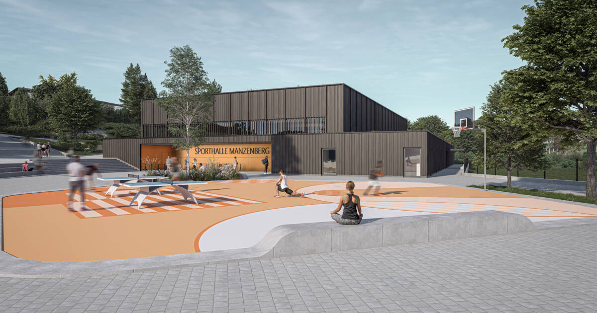 Visualisierung Sporthalle Tettnang Manzenberg © D’Aloisio Architekten BDA