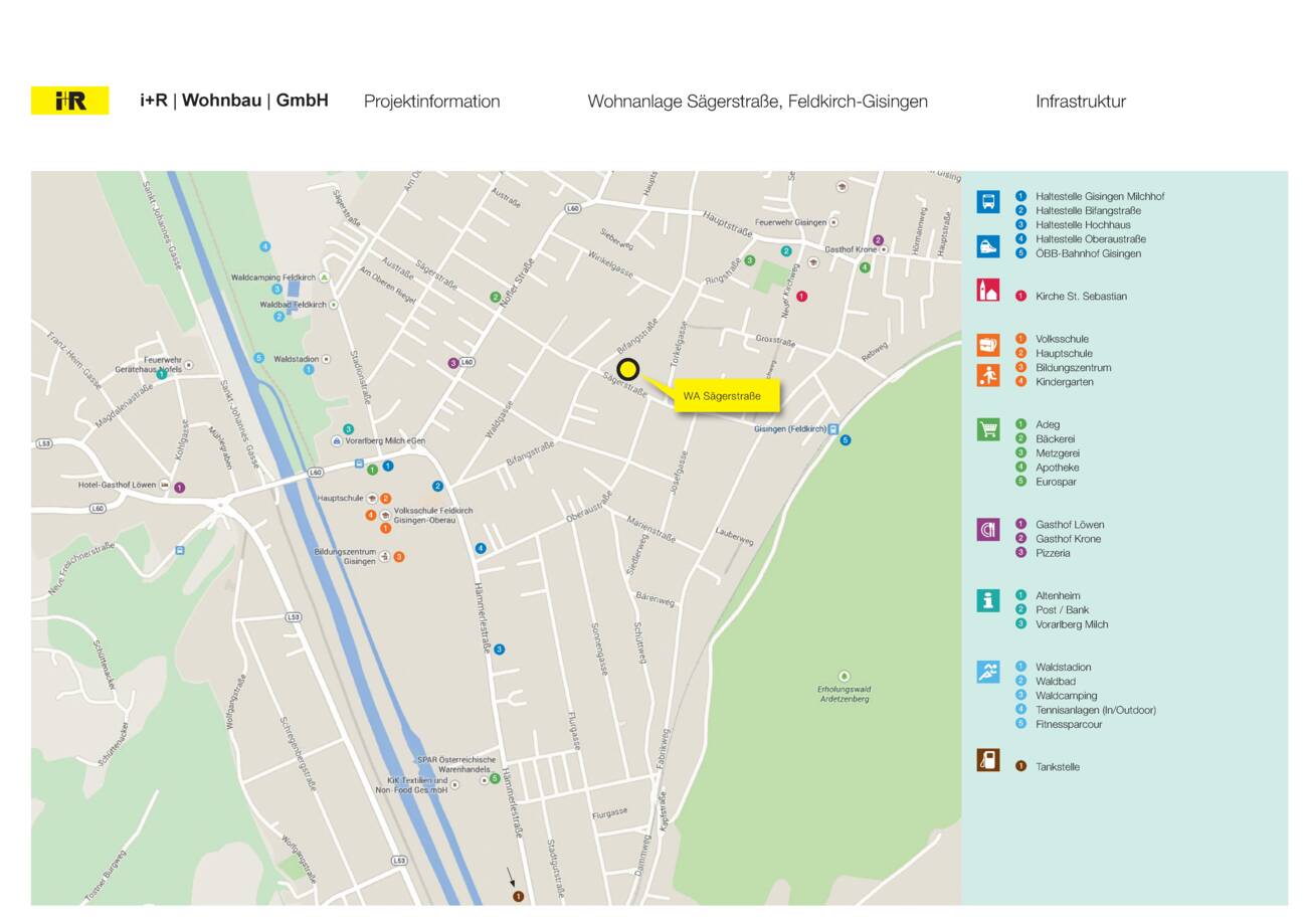 Sägerstraße in Feldkirch Ortsplan i+R Wohnbau Sägerstraße in Feldkirch Ortsplan i+R Wohnbau