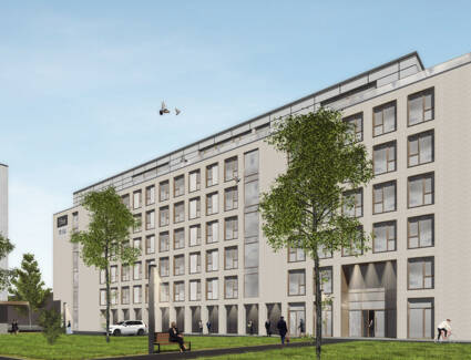 i+R errichtet das 3*-Business-Hotel „the niu Flower“ in Konstanz in Modulbauweise. © Visualisierung: M&P Architekten i+R errichtet das 3*-Business-Hotel „the niu Flower“ in Konstanz in Modulbauweise. © Visualisierung: M&P Architekten