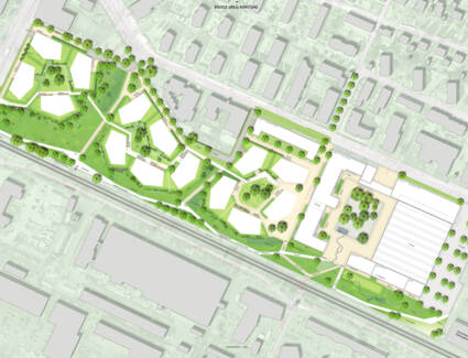 Einen zusätzlichen Park zeigt nun der adaptierte Lageplan für die Bebauung des ehemaligen Siemensareals. Zudem wurden bei den Gebäuden in unmittelbarer Nachbarschaft zur Bücklestraße 9 die Ge