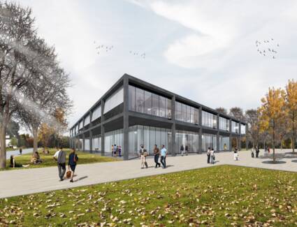 Am Campus in Friedrichshafen-Fallenbrunnen errichtet i+R das Regionale Innovations- und Technologietransfer Zentrum nach Plänen des Vorarlberger Architekturbüros Baumschlager Hutter Partners. © ©Baumschlager Hutter Partners Am Campus in Friedrichshafen-Fallenbrunnen errichtet i+R das Regionale Innovations- und Technologietransfer Zentrum nach Plänen des Vorarlberger Architekturbüros Baumschlager Hutter Partners. © ©Baumschlager Hutter Partners